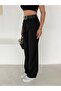 Faux Leather Belted Palazzo Fabric Trousers - 3