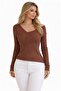 Women’s Ribbed Knit Off-Shoulder Top – Long Sleeve Elegant Casual Blouse – One Size – Italia