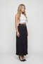 Women's Black Summer Skirt with Elastic Waist and Belt, Layered Detail - 3