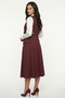 Women's Burgundy Seasonal Belted Classic Skirt-Jacket Set - 5