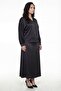 Women's Black Summer Satin Top and Bottom Set with Belt and Accessories - 2