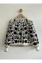 Women's Ecru Black Ribbed Floral Embroidered Linen Pinterest Seasonal Jacket with Sleeve Cuffs - 8