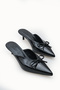 Adara Vita Women's Pointed Toe Thin Heeled Slippers 0012211 Black Patent Leather