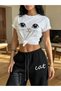 Women's Cat Print Oversized T-Shirt and Baggy Sweatpants - Two-Piece Summer Tracksuit Set