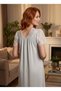 New Season Gray Elegant Lace Detailed Summer Special Design Buttoned Short Sleeve Maternity Nightgown - 5