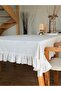Natural Linen Checkered Ruffled Tablecloth - 3