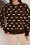 Round Crew Neck Bow Tie Bowknot Argyle Jacquard Long Sleeve Standard Fit Knitwear Sweater - 5