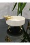 6-Piece Round PORCELAIN Dessert Serving Bowl – Breakfast, Snack, Dessert METAL GOLD Footed Serving Display - 2
