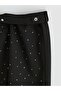 Black Elastic Waist Stoned Girls' Pants (S6) - 3