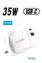35W GaN Fast Charging Wall Charger with Dual USB-C and USB-A Ports – Ideal for Mobiles, Tablets, an