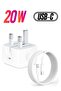 iPhone 20W Fast Charger | USB C Wall Fast Charger with 1m USB C to Lightning Cable Compatible with