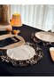 4-Piece Natural X Leopard Linen Round Ruffle Detailed American Service Plate / Soup Plate - 2