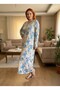 New Season Powder Patterned Full Length Long Sleeve Plus Size (Oversized) Nightgown - 3