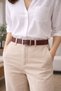 100% Genuine Leather, Burgundy Women's Dress, Fabric, Jeans Belt, 4cm Width - 3