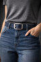 100% Genuine Leather Women's Dress, Fabric, Jeans Belt, 4cm Width - 3