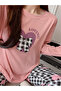 Pink Heart Long Sleeve T-Shirt and Checked Pyjama Set - 4
