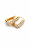 Gold Stone Square Hoop Earrings – Steel Earrings with Zircon Detail - 4