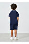 Boys Navy Knit Polo T-Shirt and Shorts Set - 6
