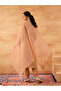 3-Piece Brown Roman Silk Kurta, Pants and Dupatta Set - 5