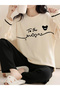 Black Graphic Print Long Sleeve T-Shirt and Pyjama Set - 4