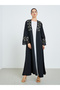 Women Embellished Black Kimono Abaya with Inner Dress Set - 2