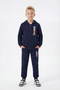 3-Piece Zippered Printed Detailed Kangaroo Pocket 6-Piece Boys' Tracksuit Set - 3