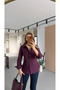 Back Pleated Plum Denim Shirt - 2