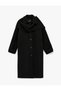 Buttoned Pocketed Long Sleeve Scarf-Collar Cashmere Coat - 4