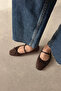 Maxy Women's Bow Detail Suede Ballerinas Brown - 4