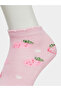 Pack of 5 - Girls Strawberry Print Ankle Socks - 5