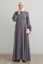 Embroidered Mevlana Fabric Anthracite Robe