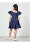 Girls Navy Blue Smocked Detail Tiered Dress - 4