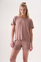 Short Sleeve Solid Color Bamboo Fabric Women's Shorts Set 26304-312
