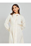 Beige Fold Pleat Maxi Dress with Tie Detail - 2