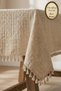 Monika Series | Vintage Bohemian Tasseled Tablecloth - Authentic 100% Natural Buldan Woven Tablecloth - 6