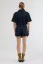 Dark Navy Blue Shirt Collar Pocket Detail Top and Asymmetrical Buttoned Denim Shorts Skirt Urban Style Two-Piece Set - 8