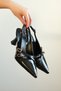 Lt111 Patent Leather Black 3Buckle Women's 7 cm Heeled Shoes - 6