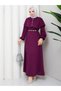 Crepe Dress with Crystal Belt and Stone Button Detail, Bolero Cape - 4