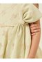 Girls Jacquard Pleated Dress with Bow Detail - 3