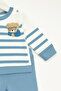 Baby Boy 100% Cotton Striped, Teddy Bear Embroidered 0-1-3-6-9 Months Waffle Pants Baby Set - 6