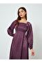 Purple Satin Square Neck Maxi Dress - 3