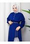 Crepe Dress with Crystal Belt and Stone Button Detail, Bolero Cape - 6