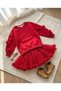Girls' Red Pompom Holiday Set - Cotton Sweatshirt and Lined Tutu Skirt Set - 4