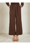 Women Brown Embellished Wide Leg Trousers - 2