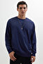 Men's 3-pack relaxed fit crew neck sweatshirt set - smoke blue & navy - 100% cotton, 2-thread fleece - 4