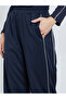 Navy Blue Wide Leg Joggers with Side Stripe - 4