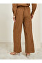 Women Tan Embroidered Wide Leg Trousers - 4