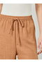 Women Beige Linen Look Wide Leg Trousers - 3