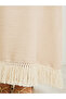 Women Beige A-Line Maxi Skirt with Fringe Hem - 4