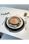 6-Piece Black and White Color Plate Set American Service 32 cm Diameter Wicker Mesh Plate Bottom - 2